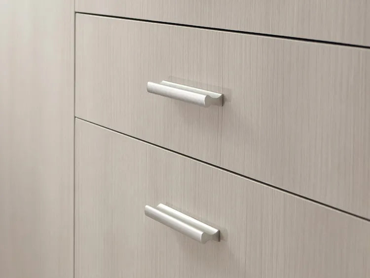 4 poignées de meuble Vague, aluminium argent anodisé, entraxe 96 mm