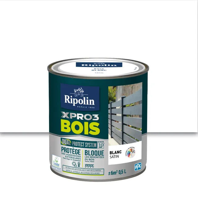 Peinture extérieure bois Xpro3 RIPOLIN blanc satiné 0.5L