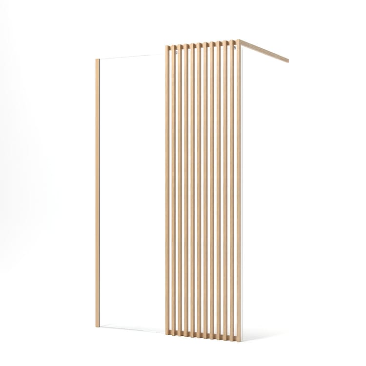Paroi de douche à l'italienne verre transparent l.120 cm, Ep.8mm effet bois Lumi