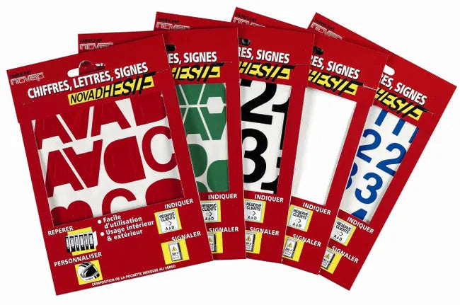 Planche de lettres autocollante en pvc plastifié H.5 x l.0.2 cm rouge