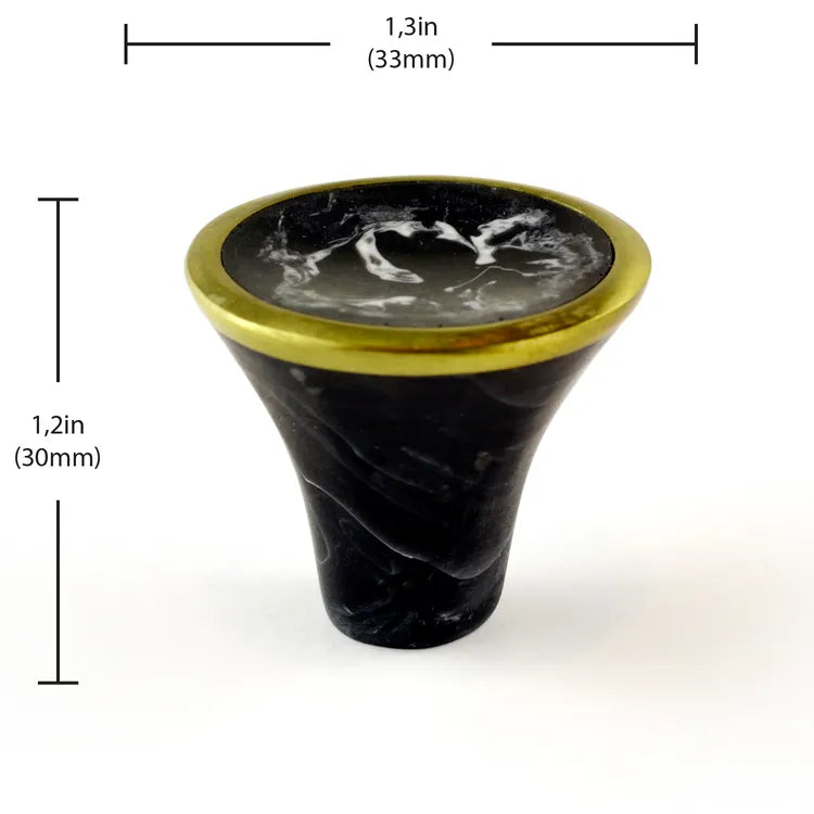 Bouton de meuble rond Cône, résine noir, Diam.33 mm