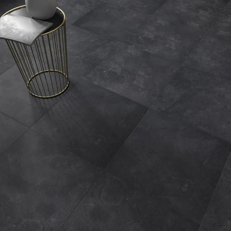 Carrelage mur / sol effet pierre noir Sicile l.60 x L.60 cm