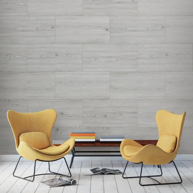Dalle murale PVC bois gris structuré GROSFILLEX, L.60 x l.30 cm, Ep.5.2 mm