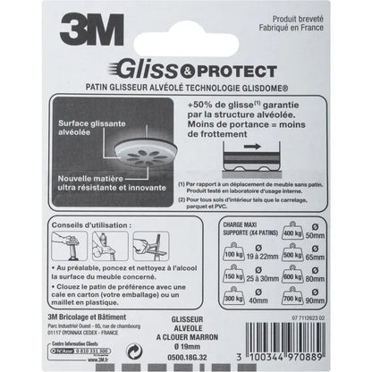 Assortiment 4 patins en plastique 3M Ø19 mm
