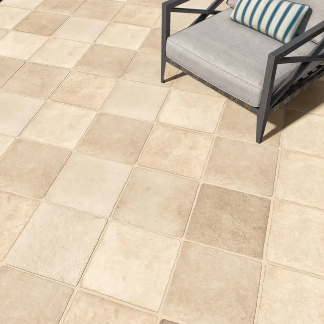 Carrelage sol extérieur effet pierre beige Monastère l.30 x L.30 cm x Ep.9 mm