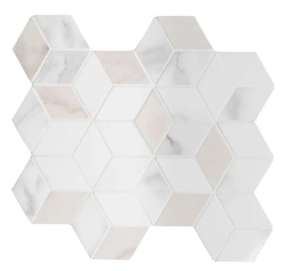 1 plaque de mosaïque Murano faïence effet marbre blanc 28 x 26 cm