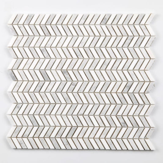 1 plaque de mosaïque mur / sol Géométriques marbre blanc, gris 31 x 31.5 cm MAT