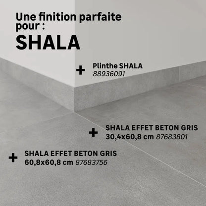 Lot de 4 plinthes carrelage Shala, Ht. x L. 60.8 cm, Ep.6.7 mm