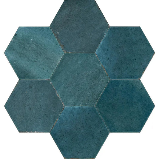 Carrelage mur intérieur effet zellige bleu Tonio l.21 x L.18.2 cm x Ep.9.5 mm