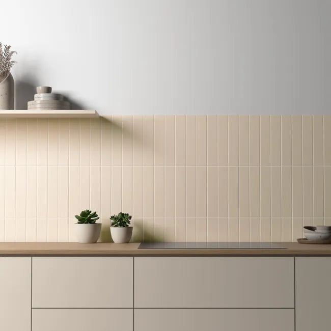 Carrelage mur intérieur Banaba Mat creme l.5cm x L.25 cm