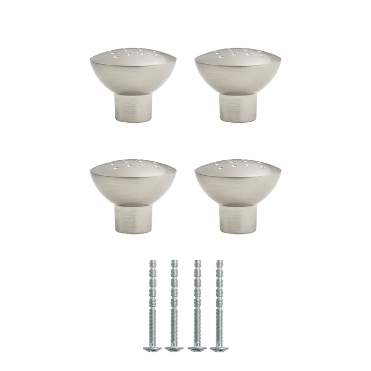 4 boutons de meuble ronds Louna, zamak argent brossé, Diam.32 mm