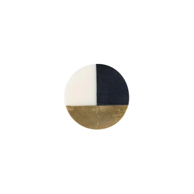 Bouton de meuble rond, abs noir / blanc brillant, Diam.38 mm