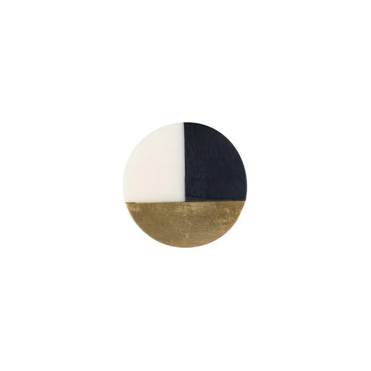Bouton de meuble rond, abs noir / blanc brillant, Diam.38 mm
