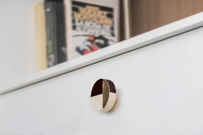 Bouton de meuble rond, abs noir / blanc brillant, Diam.38 mm