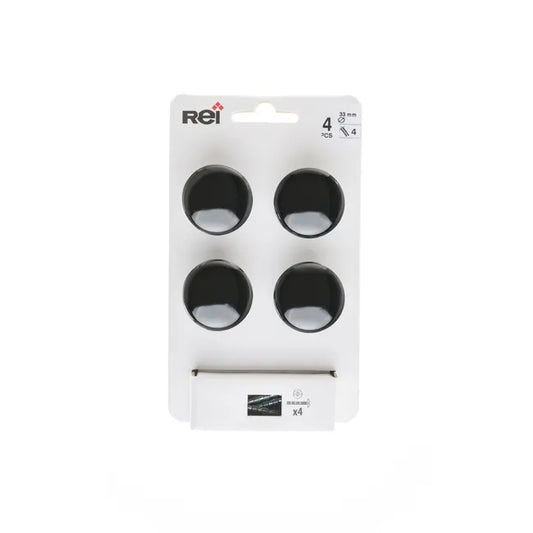 Lot de 4 boutons de meuble Rond zamak, noir REI H.27 x l.33 x P.33 mm