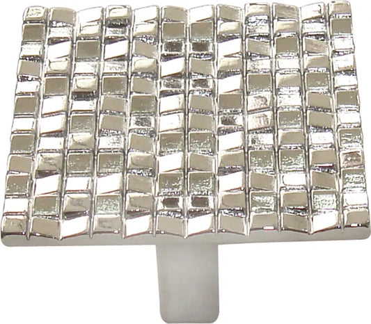Bouton de meuble carré Vénus, zinc argent, l.47 mm
