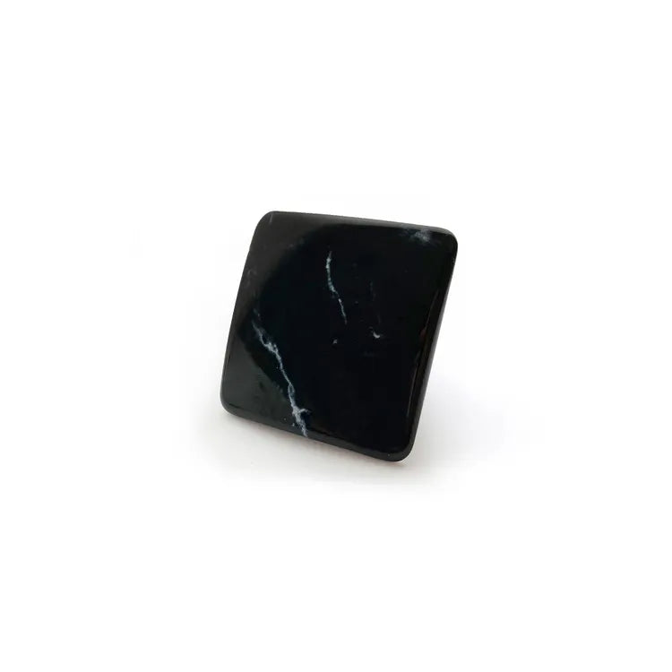Bouton de meuble Carré, zamak noir peint, l.37 mm