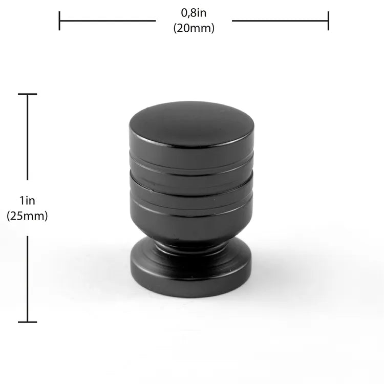 Bouton de meuble cylindrique Tour, aluminium noir