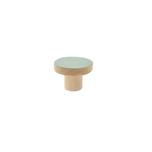 Bouton de meuble rond, bois vert peint, Diam.40 mm