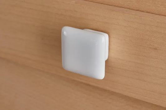 Bouton de meuble carré, porcelaine blanc brut, l.40 mm