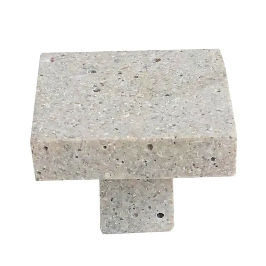 Bouton de meuble carré Pierre, résine beige brut, l.34 mm