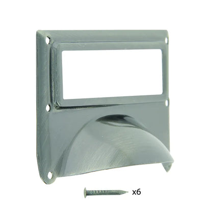 Poignée de meuble Coquille, acier argent nickelé, entraxe 73 mm