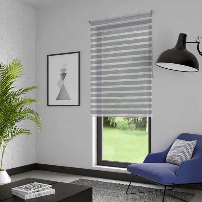 Store enrouleur jour/nuit Athenes gris, l.90 x H.250 cm, INSPIRE