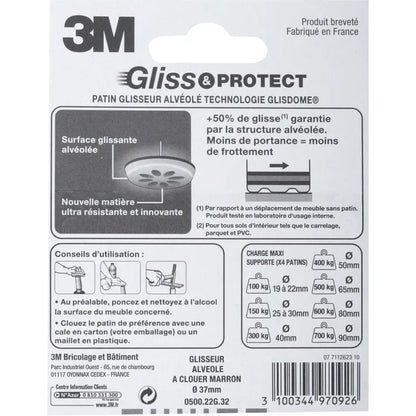 Assortiment 4 patins en plastique 3M Ø37 mm
