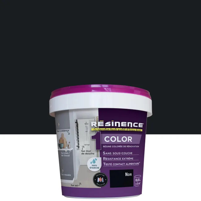 Résine évier color RÉSINENCE, noir satiné, 0.5 l