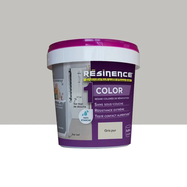 Résine évier color RÉSINENCE, gris pur satiné, 0.25 l