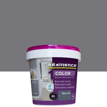 Résine évier color RÉSINENCE, gris étain satiné, 0.5 l