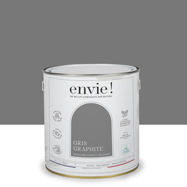 Peinture mur, boiserie gris graphite velours ENVIE Biosourcée 2L