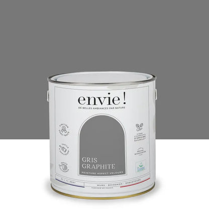 Peinture mur, boiserie gris graphite velours ENVIE Biosourcée 2L