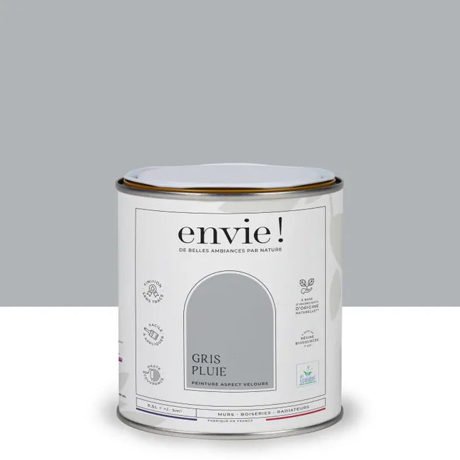 Peinture mur, boiserie gris pluie velours ENVIE Biosourcée 0.5L
