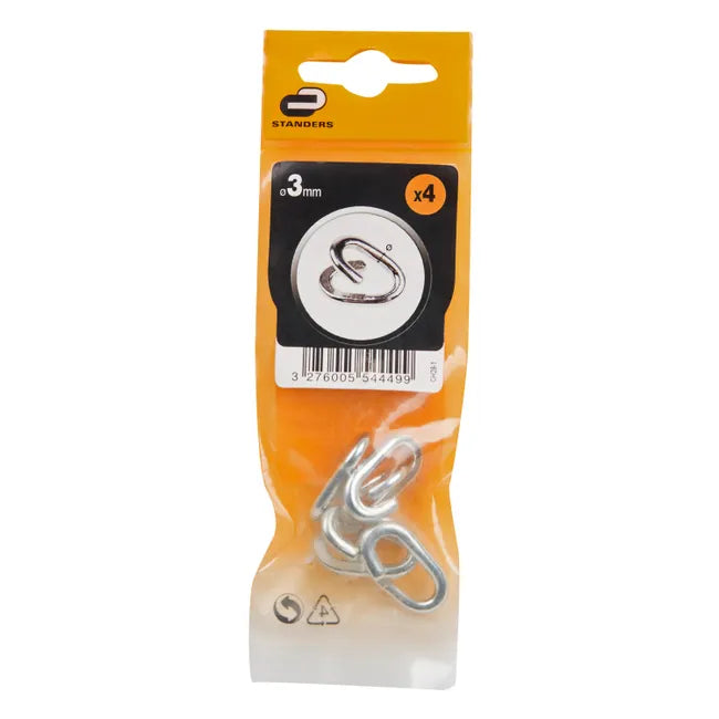 Lot de 4 maillons rapides acier zingué STANDERS, L.23 x l.14 x Ep.3 mm