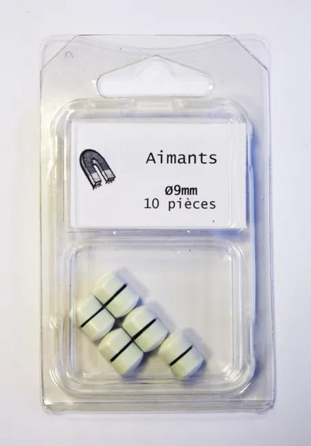 Lot de 10 magnets Classic rond, blanc l.6.7 x H.11 cm