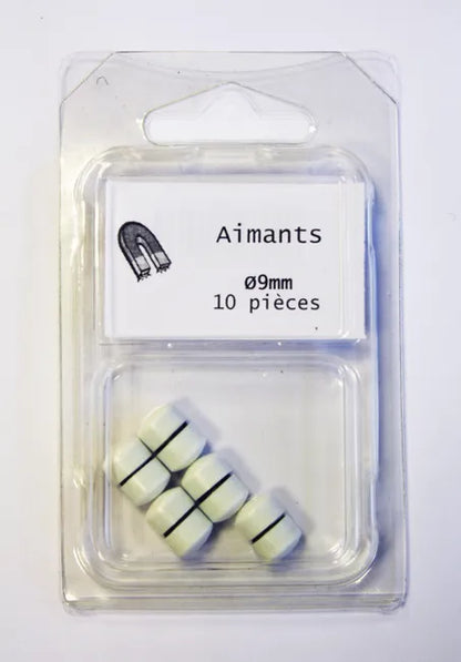 Lot de 10 magnets Classic rond, blanc l.6.7 x H.11 cm