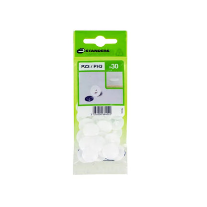 Lot de 30 caches-vis polypropylène rond blanc STANDERS Ø6 mm
