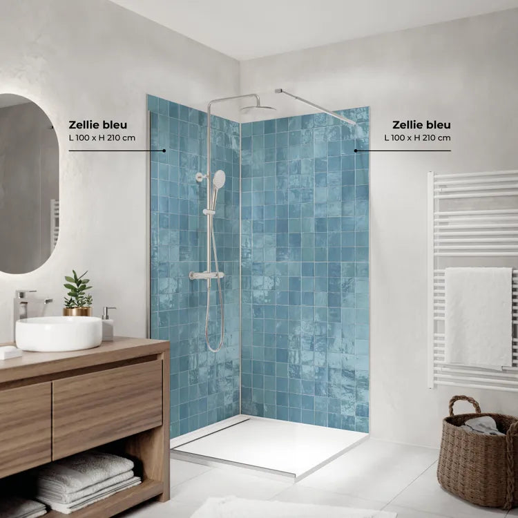 Panneau mural ZELLIE BLEU finition brilliante L.125 cm x H.210 cm
