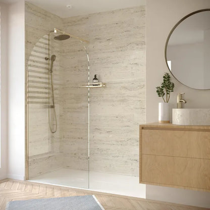 Paroi de douche à l'italienne verre transparent, l.120 cm, Ep.8 mm, doré Miranda