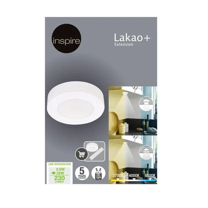 Extension Spot Lakao LED, blanc chaud / blanc froid, blanc INSPIRE