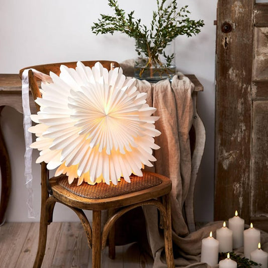 ETOILE DE NOEL CRYSTAL A SUSP BLANC D55