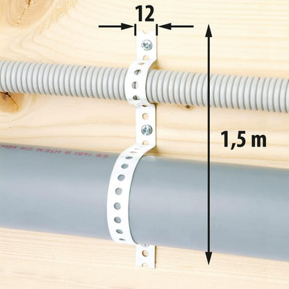 Bande perforée acier blanc, 12 x 0.8 mm, 1.5 m