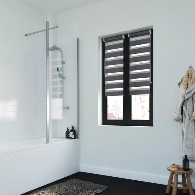 Store enrouleur jour/nuit Ontario gris foncé, l.40 x H.160 cm, INSPIRE