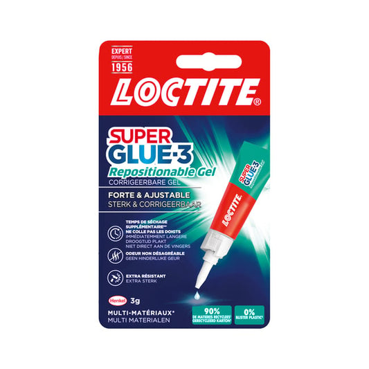 Colle de réparation Cyanoacrylate Super glue 3 repositionable gel LOCTITE, 3g tr