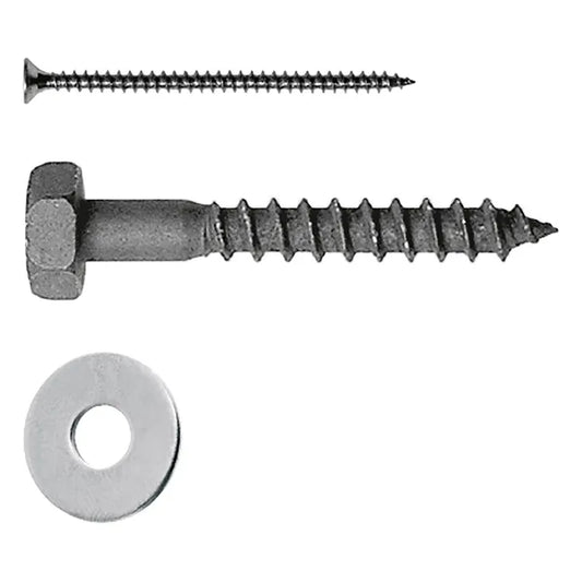 Kit de fixation chevron 1 tirefond 7x50+rondelle 18x8,5+2 vis vbu 5x40
