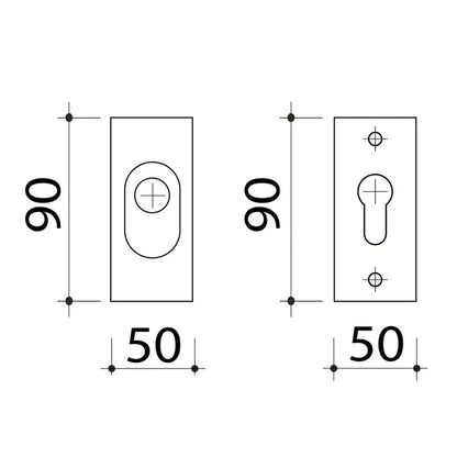 2 rosaces de fonction blindées Securit ALPERTEC, 50 x 60 mm, inox