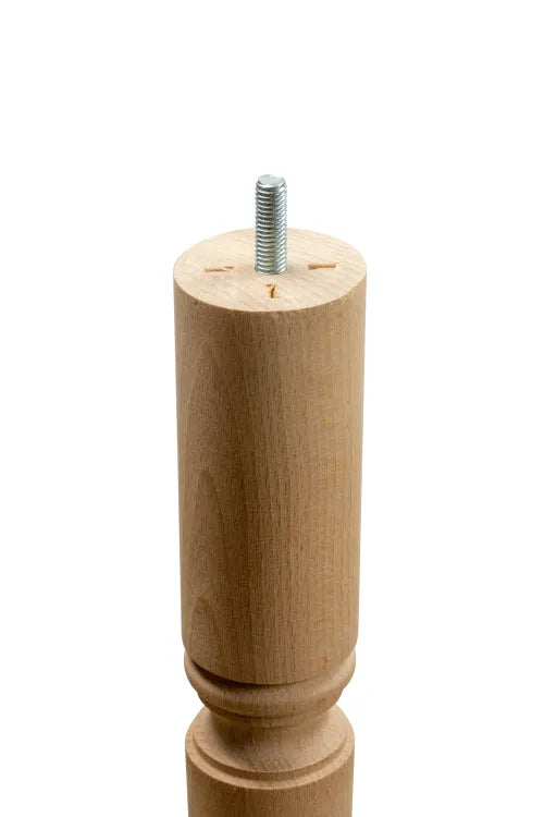 Pied de table Cime Cannele hêtre brut diamètre 4.8 cm x hauteur 71 cm