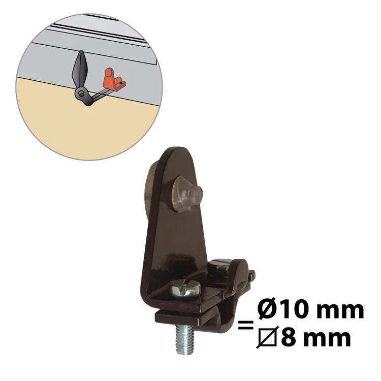 Butée d'arrêt de volet amovible ⌀8 mm en acier noir, H.55 x L.40 x P.20 mm AFBAT