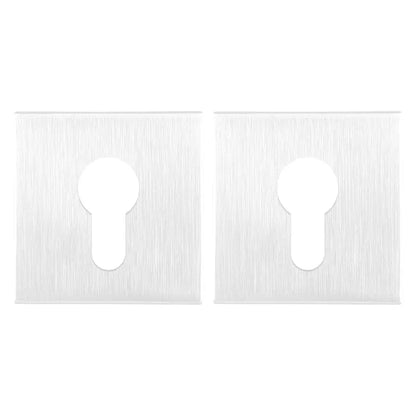 2 rosaces carrées ALPERTEC trou de cylindre, inox blanc A11